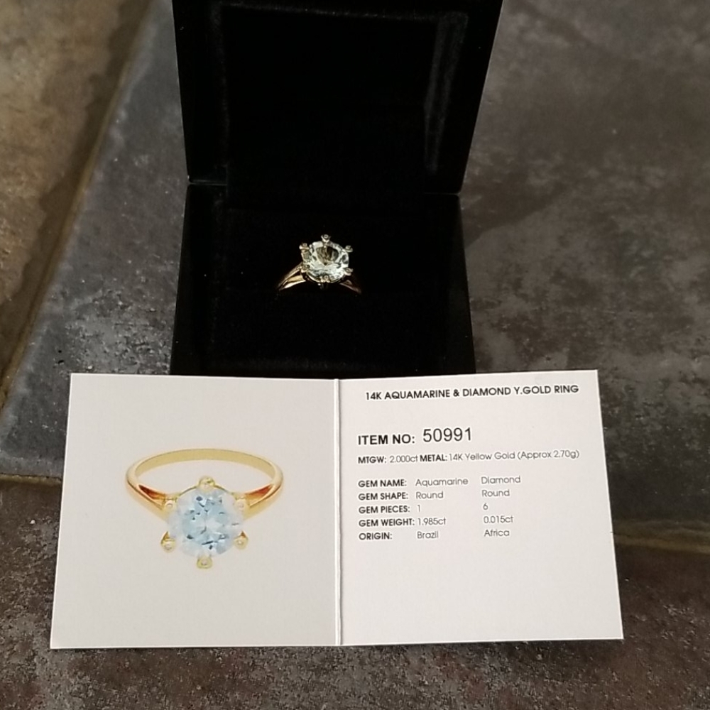 Aquamarine ring.